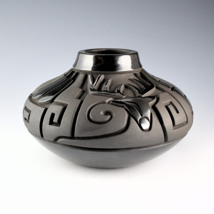 Begay, Daniel - "At a Glance" Wide Shoulder Jar with Deer and Feather Designs