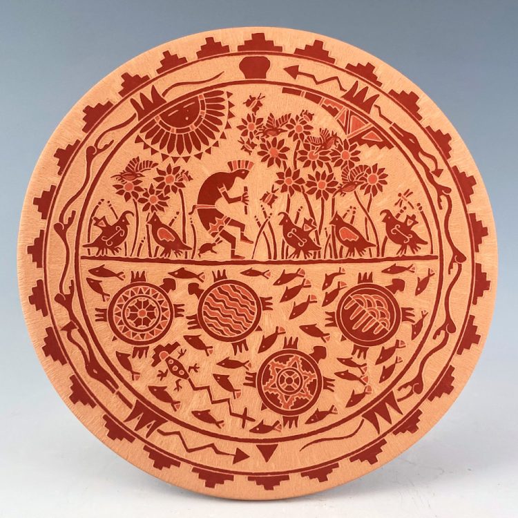 Duwyenie, Debra - Plate with Four Turtles, Quail, Sun, and Flowers