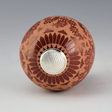 Alternative view of Duwyenie, Debra and Preston - Tall Seedpot with Hummingbirds, Flowers, Sun and Silver Lid