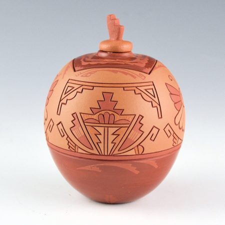 Alternative view of Curran, Dolores - Polychrome Jar with Flowers, Hummingbirds, Dragonflies, and Lid