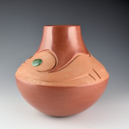 Alternative view of Tse-Pe, Dora - Red Water Jar with Avanyu and Turquoise (2011)