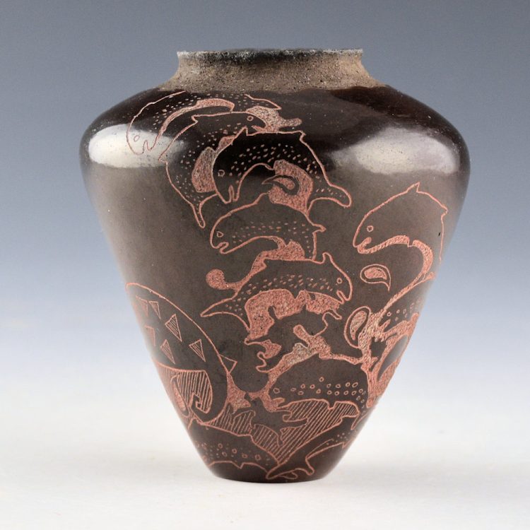 Naranjo, Forest - Small Jar with Mimbres Fish