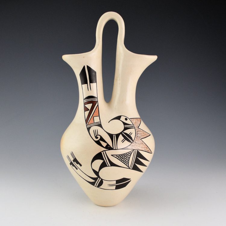 Naha, Helen "Featherwoman" - 11" Tall Wedding Vase with Hopi Birds (1980s)