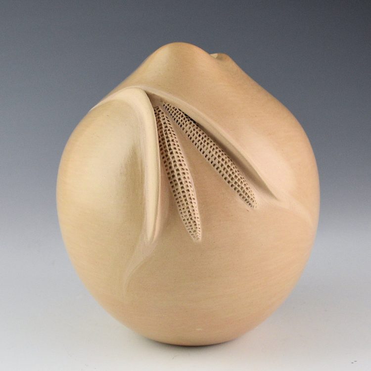 Nampeyo, Iris - Tall Buff Colored Jar with Two Corn (1990s)