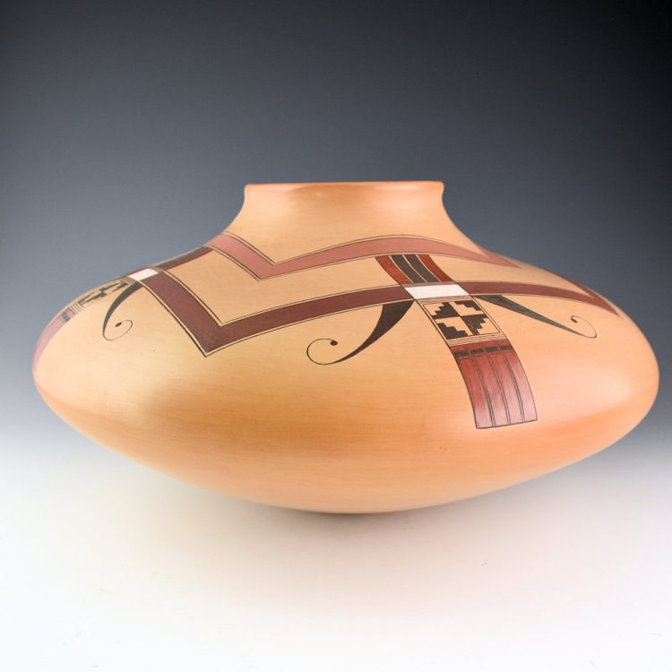Koopee, Jacob - 13" Wide Six Color Jar with Eagle Tail Design (2001)