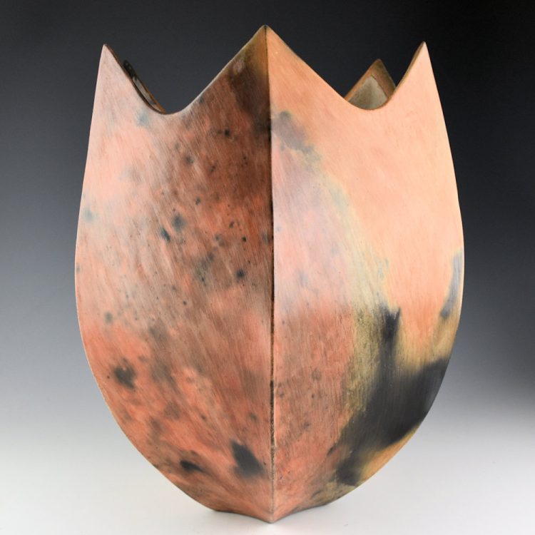 Tso, Jared - ""Firelight" Red Sharp Rib Jar with Fire Clouds