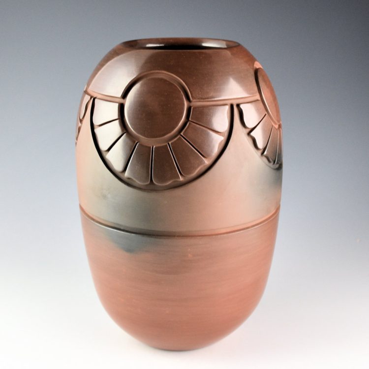 Roller, Jeff  - 9.5" Tall "Sunset Shadows" Brown Fired Jar (2025)