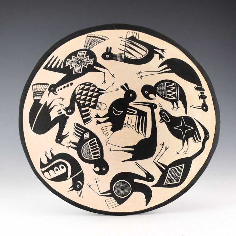 Aragon, John - Open Bowl with 12 Mimbres Birds (1990)