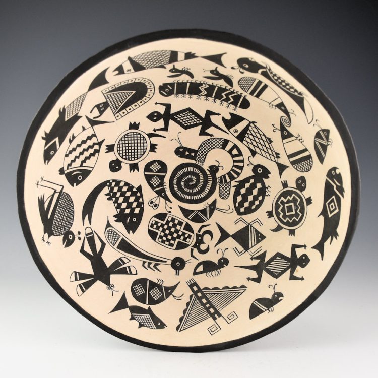 Aragon, John - Open Bowl with 37 Mimbres Fish, Insects, and More (1986)