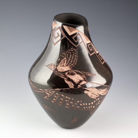 Naranjo, Johnathan - 8" Tall "Three Woodpeckers" Jar (2025)