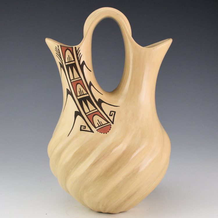 Fragua, Juanita - Polychrome Wedding Vase with Melon Ribs and Corn Design (1990s)