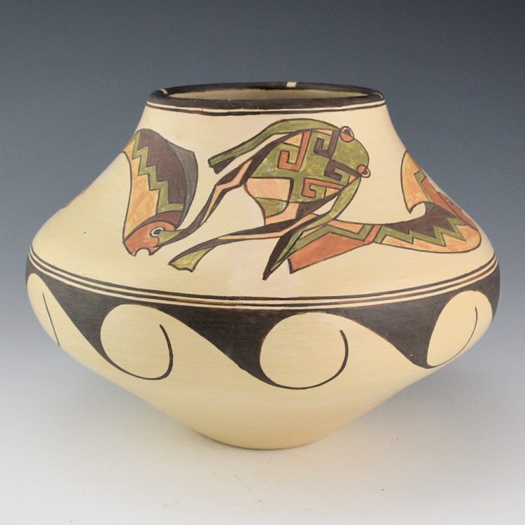 Gutierrez, Lois  - Polychrome Bowl with Six Fish and Frog (2002)
