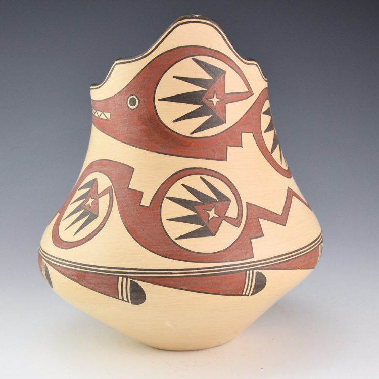 Gutierrez, Lois  - Polychrome Kiva Shape Jar with Avanyu (2001)