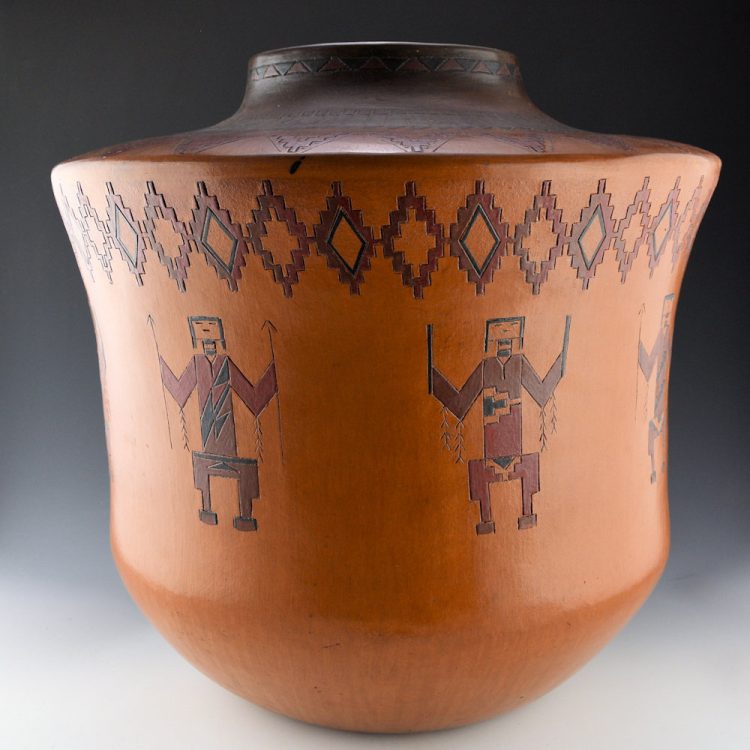 Williams, Lorraine - Storage Jar with Eight Yei Figures, Feather Design, and Flags (1990s)