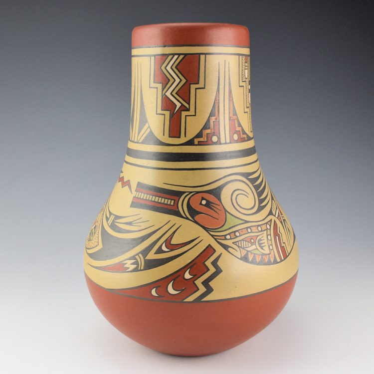 Gutierrez, Margaret & Luther - 10" Tall Polychrome Jar with Avanyu (1970s)