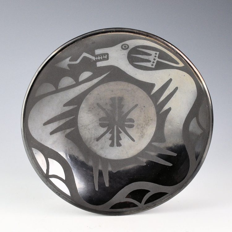 Martinez, Maria - Gunmetal Avanyu and Bird Wing Plate, "Maria + Popovi 764" (1964)