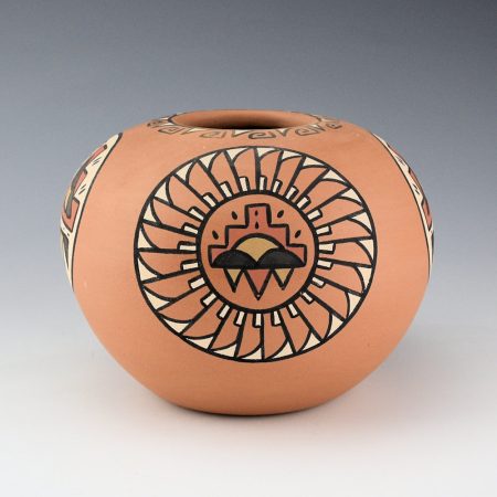 Alternative view of Vigil, Minnie - Polychrome Bowl with Feather and Cloud Medallions (1980's)