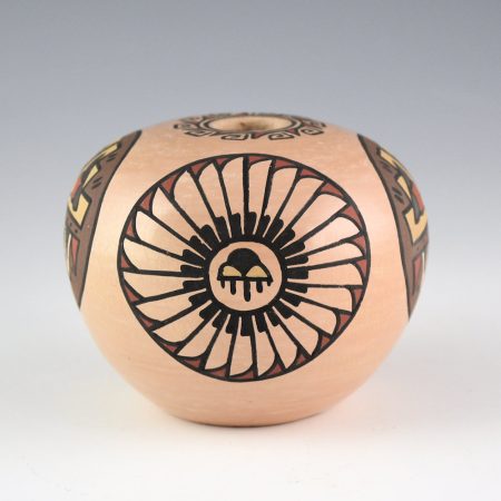 Alternative view of Vigil, Minnie - Small Polychrome Bowl with Feather and Cloud Medallions (1980's)