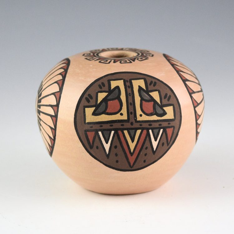 Vigil, Minnie - Small Polychrome Bowl with Feather and Cloud Medallions (1980's)