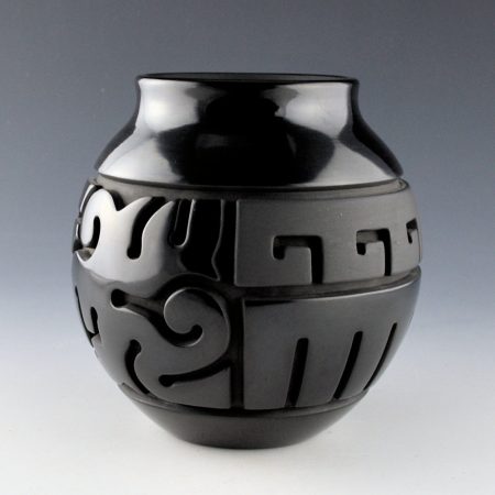 Alternative view of Youngblood, Nathan - Black Carved Jar with Clouds and Walking Bear Paw Designs