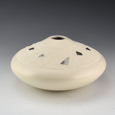 Duwyenie, Preston - White Shifting Sand Jar with 9 Silver Insets