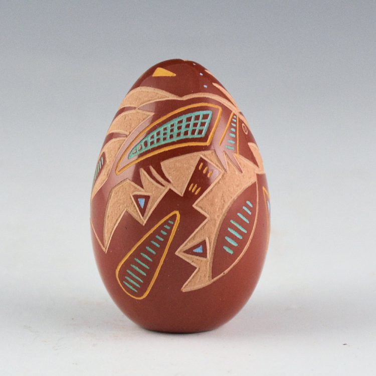 Tafoya, Ray  - Multi-Color Seedpot with Mimbres Fish (1986)