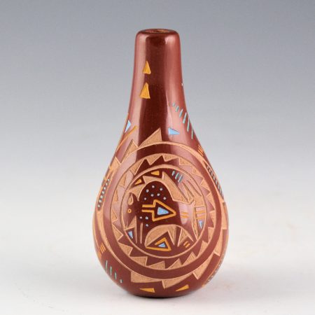 Tafoya, Ray  - Multi-Color Jar with Buffalo and Flute Player (1987)