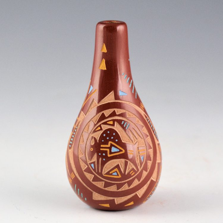 Tafoya, Ray  - Multi-Color Jar with Buffalo and Flute Player (1987)
