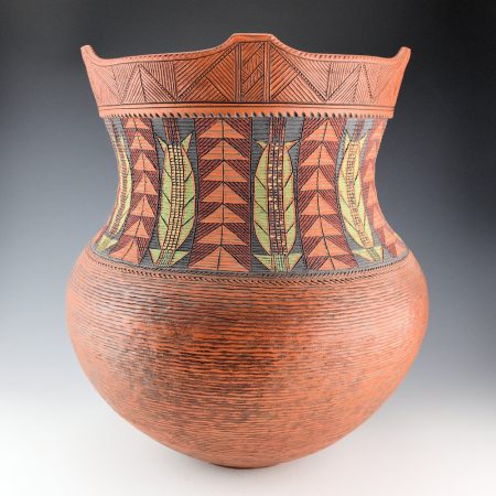 Zane Smith, Richard - 14" Tall "Corn" Corrugated Water Jar (2008)