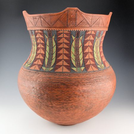 Alternative view of Zane Smith, Richard - 14" Tall "Corn" Corrugated Water Jar (2008)