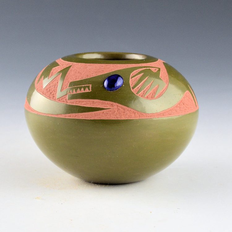 Sanchez, Russell  - Small Green Bowl with Lapis Eye (1995)