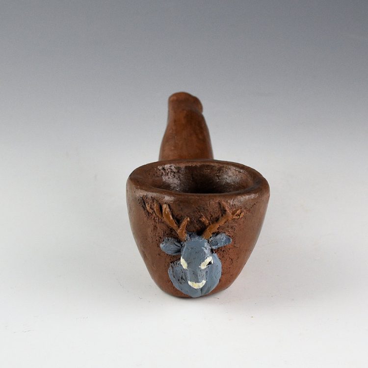 Claw, Silas and Bertha - Clay Pipe with Relief Deer (1990s)