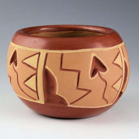 Alternative view of Montoya, Tomasita - Carved Polychrome Bowl with Rain and Lightning (1960s)
