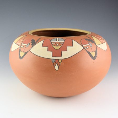 Gutierrez, Virginia - 10" Wide Nambe Polychrome Bowl with Corn Maiden and 7 Sun Figures (1990s)