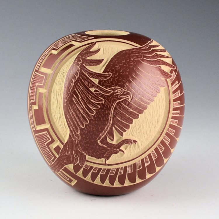 Youvella, Wallace - Large Red Bowl with Flying Eagle (1976-9)