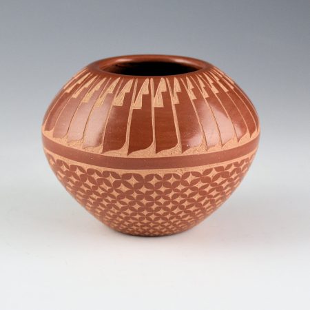 Baca, Wilma - Bowl with Feathers and Interlocking Flowers