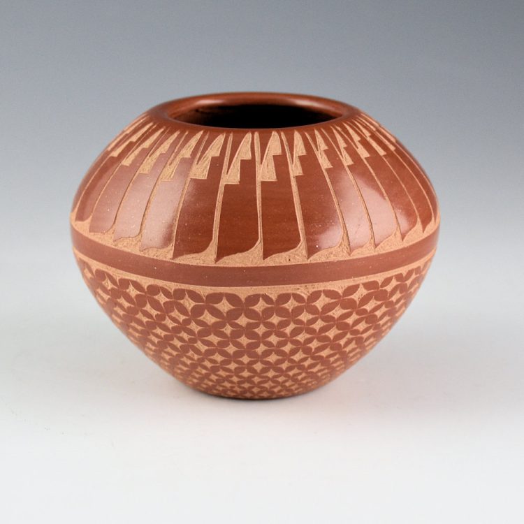 Baca, Wilma - Bowl with Feathers and Interlocking Flowers