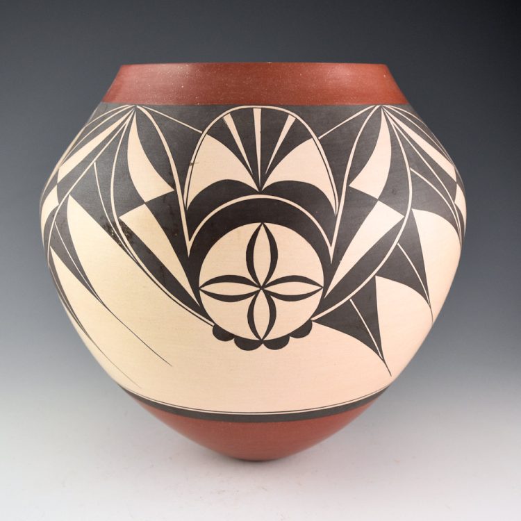 Lucas, Yvonne - 8" Tall Jar with Flowers and Red Rim