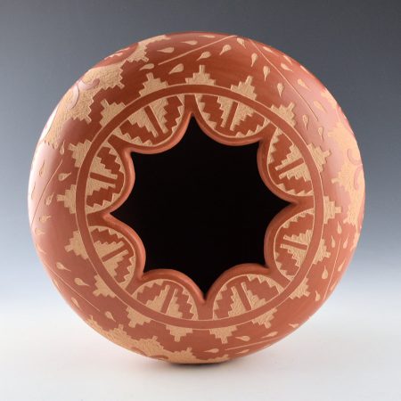 Alternative view of Yepa, Alvina - Large Bowl with Etched Butterflies and Cloud Rim