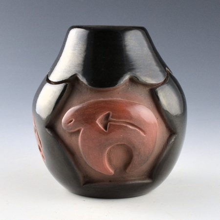 Suazo, Anita - Black and Sienna Jar with Bears and Bear Paws