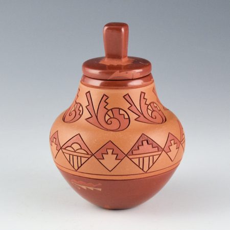 Alternative view of Curran, Dolores - Polychrome Jar with Swirling Birds, Mountains, Rain Designs, and Lid