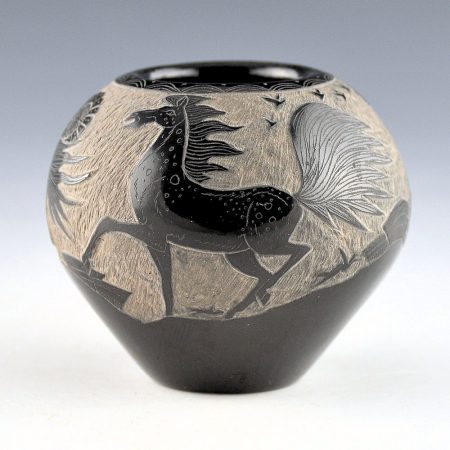 Garcia, Gloria "Golden Rod" - Bowl with Four Horses, Birds, and Sun