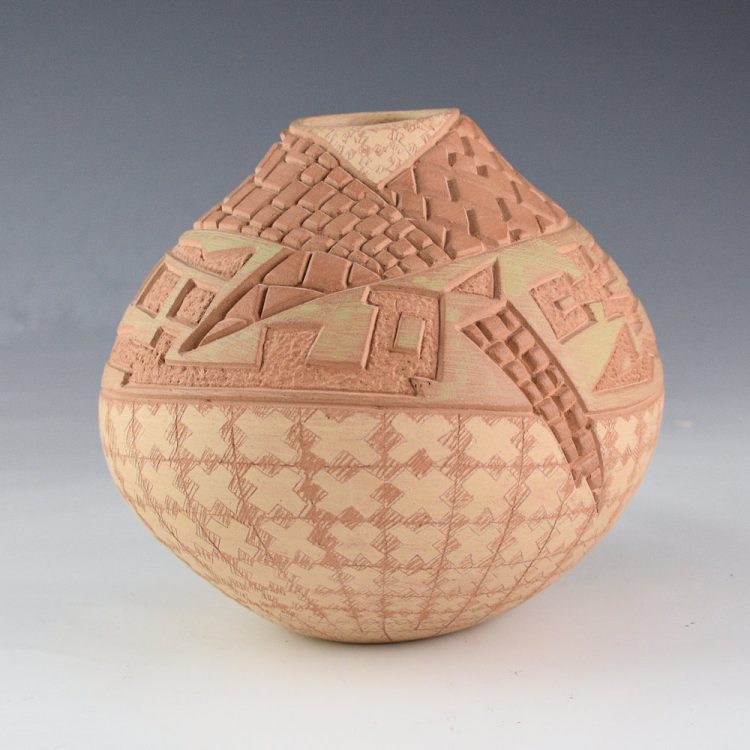 Folwell, Jody - Carved Jar with Pueblo Wall Designs
