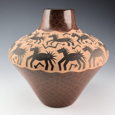 Naranjo, Jody - 9" Tall Jar with 20 Horses (2002)