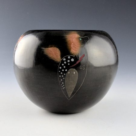 Alternative view of Baca, Joe - "Four Painted Ponies" Black and Sienna Bowl (2003)