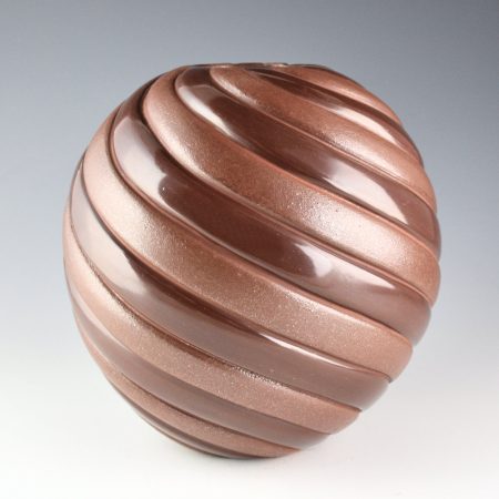 Tafoya-Sanchez, Linda - Plum-Colored Swirling Melon Jar with 12 Ribs