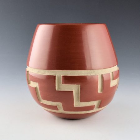 Tafoya, LuAnn - Red Jar with Carved Lightning Pattern
