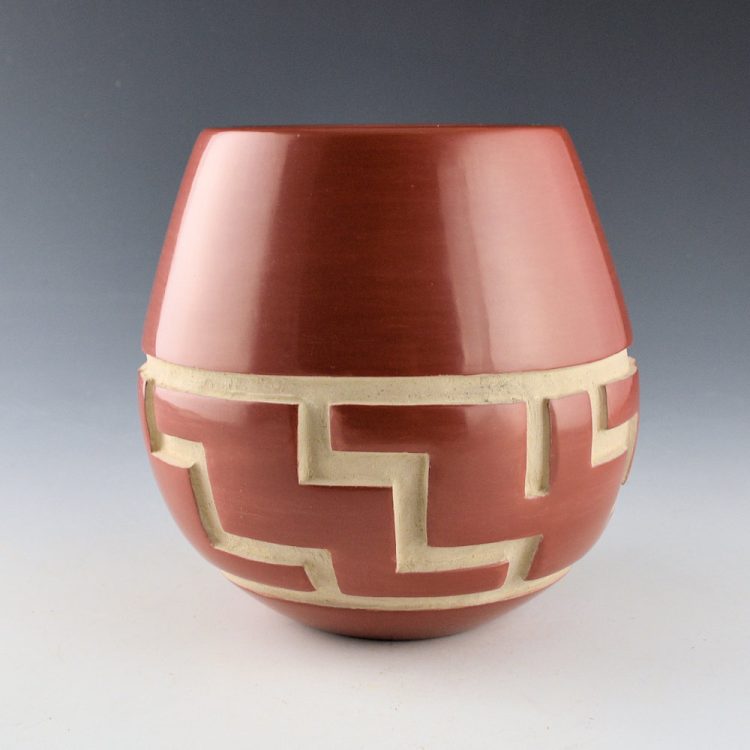Tafoya, LuAnn - Red Jar with Carved Lightning Pattern