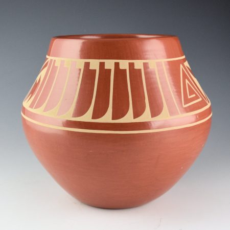 Alternative view of Appleleaf, Martha Fender - Red Jar with Feathers and Rain Designs (1990s)