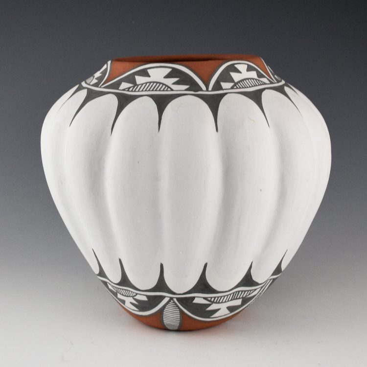 Small, Mary - Polychrome Melon Jar with Cloud Design Rim (1990s)